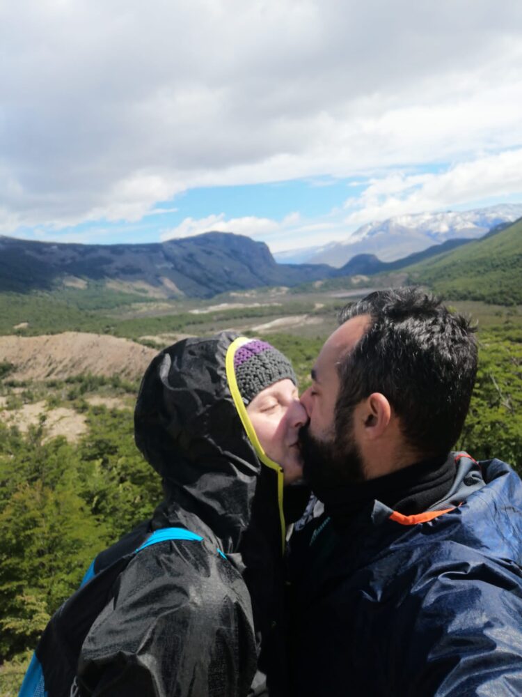 Two people kissing